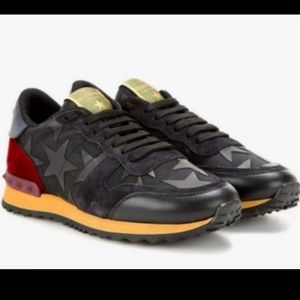 Valentino Garavani Rockstud "Rockrunner" Black Suede Star Sneakers